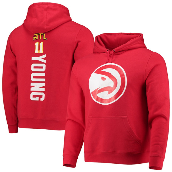 Men's  Red&White Atlanta Hawks #11 Trae Young 2021 Playmaker Name & Number Pullover Hoodie